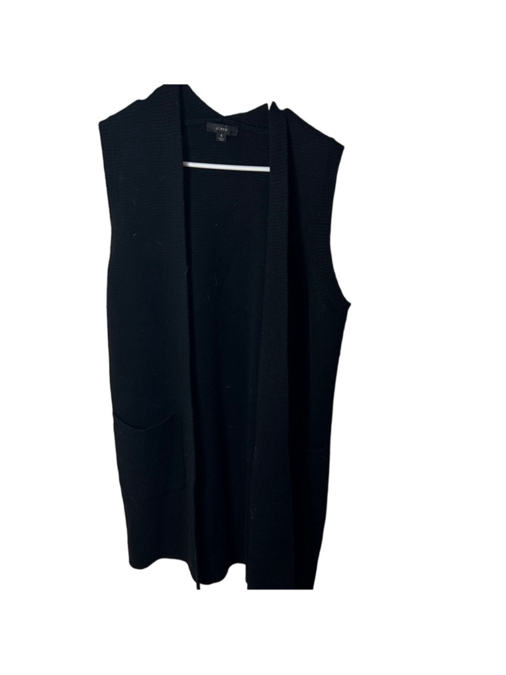 j.Crew Long knit vest-jacket black size small as280
